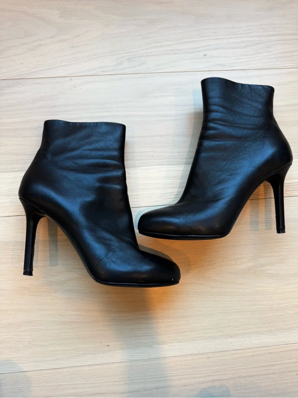 CHANEL Black Leather Platform Ankle Booties 40.5 - Picture 3 of 12